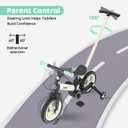 JMMD 6 in 1 Toddler Bike with Push Handle for Kids 18-60 Months, 12" Foldable Balance Bike with Training Wheels, Pedals, Brakes, Kickstand, Push Tricycle Toddler Gift & Toys for Boy & Girl, Large