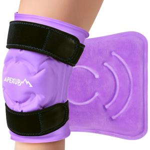 APEXUP Ice Pack for Knee Pain Relief, Large Reusable Wrap After Surgery, Flexible Gel Cold Pack for Injuries, Pain Relief for Back, Shoulder, Elbow, Ankle and Leg (Purple, L 1PK)