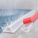 alophoty Shower Threshold Water Dam Barrier - 39" Collapsible Self-Adhesive Silicone Water Stopper for Walk-in Shower, Wet & Dry Separation for Bathroom & Kitchen, ADA Accessible, Clear