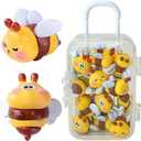 AKV Mini Resin Bees, Cute Mini Bees for Crafts Dollhouses Garden Birthday Party Table Decor, Cartoon Tiny Bees Figurine for Car Dashboard Decorations, Bee Gifts for Women (15Pcs with Luggage)
