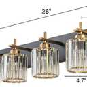 Black Gold Crystal Bathroom Vanity Light, Modern 4-Lights Bathroom Light Fixtures Over Mirror, Crystal Wall Lighting with Polished Gold Finish (4.7"H * 4.7"W)