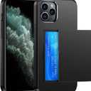 Wallet for iPhone 11 Pro Max Case with Card Holder Dual Layer Military Grade Protective Shockproof Hidden Card Slot Slim Fit Phone Cover - Black