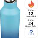 Insulated Water Bottle with Straw,17 OZ Double Wall Vacuum Stainless Steel Water Flask with 2 Lids,Sky
