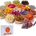 15g/Bag Dried Flowers,100% Natural Dried Flowers Herbs Kit for Soap Making, DIY Candle Making,Bath - Include Rose Petals,Lavender,Don't Forget Me,Lilium,Jasmine,Rosebudsand More(16 Bags)