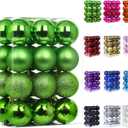 Emopeak 24Pcs Christmas Balls Ornaments for Xmas Christmas Tree - 4 Style Shatterproof Christmas Tree Decorations Hanging Ball for Holiday Wedding Party Decoration (Grass Green, 2.4"/6.2CM)