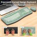 Wireless Keyboard and Mouse Combo, 2.4G Full Size Quiet Ergonomic Curved Keyboard for Natural Typing, 3-Level DPI Adjustable Silent Mouse for Windows, Mac OS, Desktop/Office and Home (Avocado Green-B)