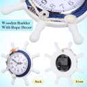 BESPORTBLE Wall Clock Ship Wheel Shape Clock Beach Decorative Wall Watch for Nautical Nursery Room Bedroom Decoration (Random Color)