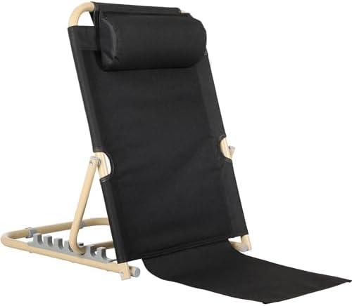 Menkxi Lifting Bed Backrest Portable Folding Adjustable Sit up Back Rest Multifunction Chair for Bed Change Angle of Backrest for Elderly Patients Back Neck Lumbar Support (Black,28.4 Inch)