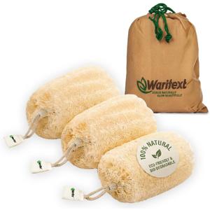 Waritex Egyptian Loofah Sponges Premium Exfoliating Scrubber Bath Set [3 Pack]- Egyptian Loofah Fiber for Gentle Skin Exfoliation, Deep Clean, Full Body Spa Experience