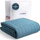 YnM Exclusive Weighted Blanket, Soothing Organic Long Stapled Cotton, Bed Blanket for One Person of 140lbs, Ideal for Queen/King Bed (60x80 Inches, 15 Pounds, Peacock/Grey Reversible)