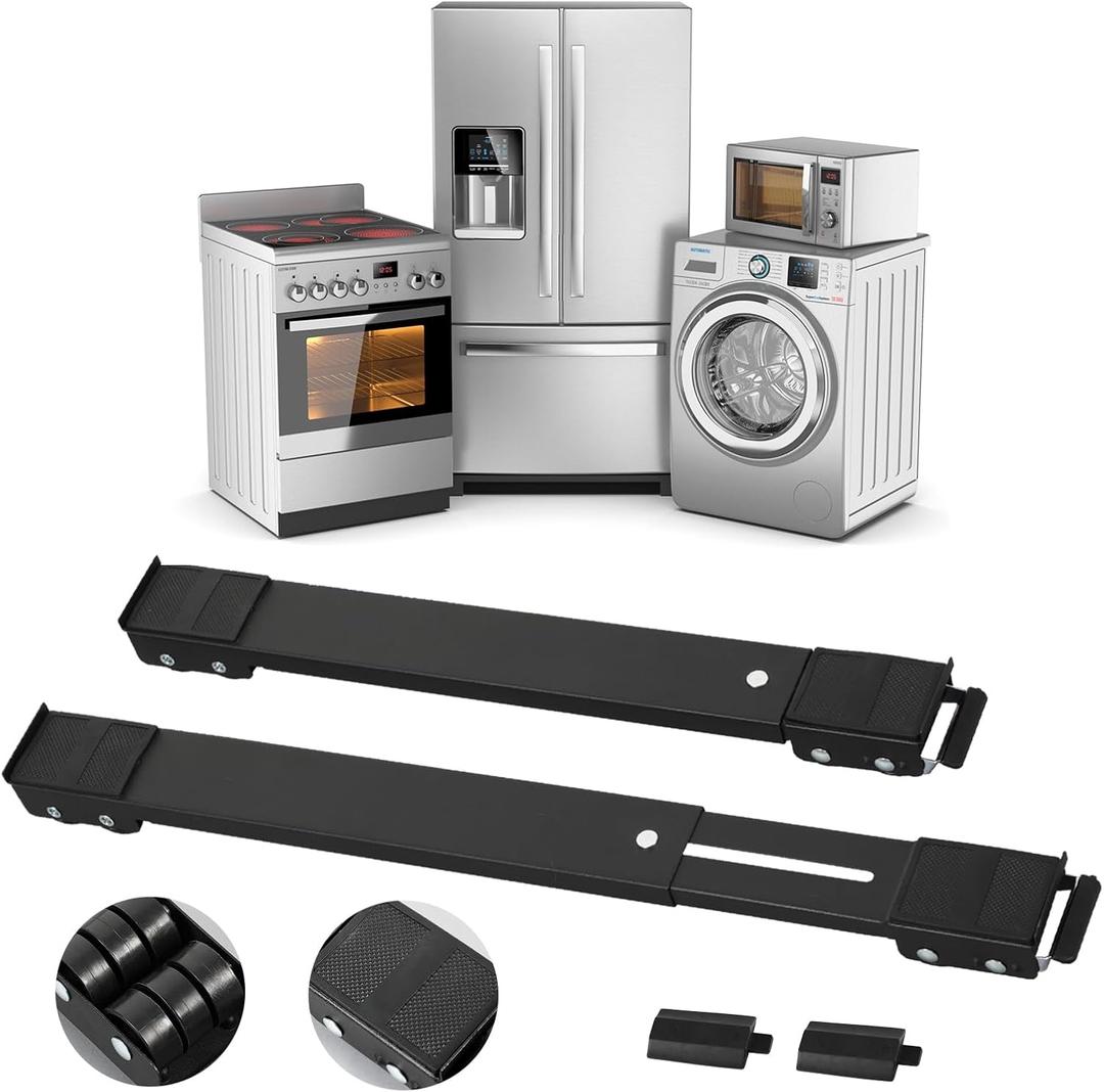 KELIXU Appliance Rollers Heavy Duty Washing Machine Stand with Wheels, Furniture Dolly Mobile Roller for Refrigerators, Dryers and Dishwashers, Support 660 LB, Black