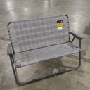 Camp & GO High Seat Outdoor Double Wide Loveseat Web Folding Chair, Grey, 45.94" W x 22.63" D x 33.14" H