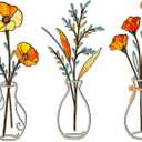 3 Pcs Metal Flowers Wall Arts Rustic Farmhouse Decor Bathroom Wall Decor Dining Room Wall Decor Minimalist Decor Housewarming Gifts (Colorful-C)