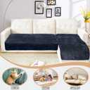 NAISI Couch Covers for Dogs Waterproof Flannel Striped Sofa Cover Pet Friendly Washable Dog Mat for Couch Anti Slip Sectional Sofa Slipcover Protector(2pcs/35"x63"+35"x70", Dark Navy)
