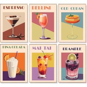 DIYGEMDOT 6 Pack DIY Paint by Numbers Kit for Adults & Beginners, Cocktail Easy Paint by Number Kits, 9.8 X 13.8 inches for Home Decor