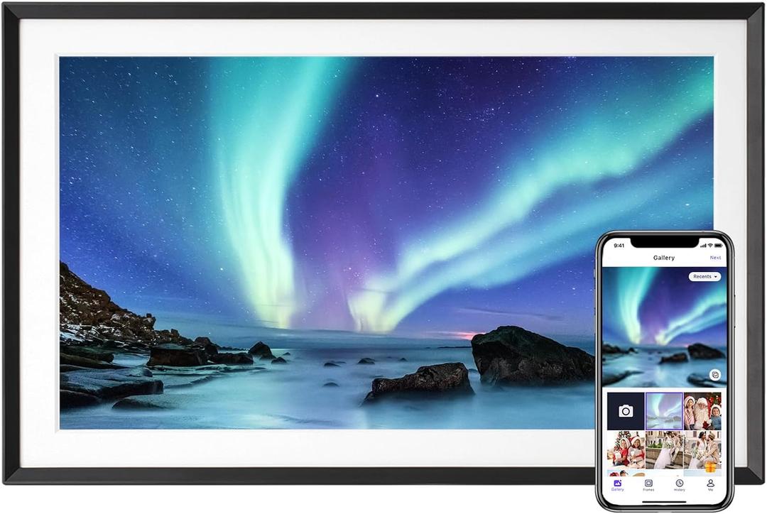 Euphro 15.6'' Digital Picture Frame with 1920x1080 IPS Touch Screen, Smart Digital Photo Frame with 32GB Storage, Easy Setup to Share Photos/Videos via Free App