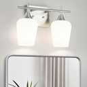 2 Lights Bathroom Light Fixture, 15 Inch Brushed Nickel Bathroom Vanity Lights Over Mirror, Modern Bath Wall Sconce Light with Frosted Glass, OS-YQ9167-2BNW