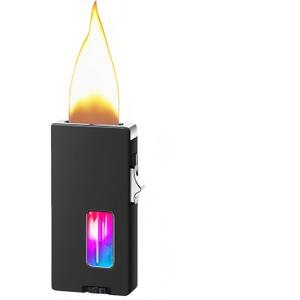 Extra Wide Flame Butane Lighters, Gravity Sensing Shake to Ignite, Adjustable Flame Size, USB-C Charging and Refillable Lighter with Safety Lock (Fuel Not Included) (Black)
