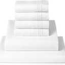 Mellanni Queen Sheet Set - 6-Piece Iconic Collection Bedding, (Including 4 Pillowcases), 16-Inch Deep Pocket, Easy Care, Extra Soft, Cooling Sheets, Brushed Microfiber - White