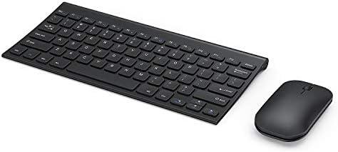 Rechargeable Wireless Keyboard Mouse Combo, Seenda Ultra Slim Small Compact Keyboard and Mouse with Long Battery Life for Windows Laptop Computer, Black