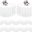 12 Pack White Round Tablecloth 120 Inch Circle Polyester Tablecloth, Washable Fabric Stain and Wrinkle Resistant Round Tablecloths for Wedding Parties Banquet Reception Dining