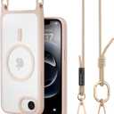 MAGEASY Case for 2025 iPhone 16e 6.1" - Case with Crossbody Strap, 16ft Drop Protection, Anti-Yellowing Clear Back, Slim Fit, Support Wireless Charging | Roam M (Ros)