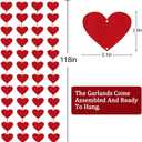100 Hearts Felt Valentines Garland Valentines Day Decorations 4 Pack (Each 10ft) Heart Hanging String Garland Galentines Day Wedding Anniversary Birthday Home Decor Windows Background Party Supplies