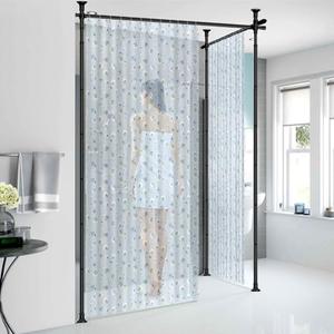 FLY HAWK Room divider curtain rod,Tension Shower Curtain Rods Rustproof Expandable Stainless steel no drilling 70-125 in Customizable for Bathroom,closet,windows,bedroom,living room,laundry room Black