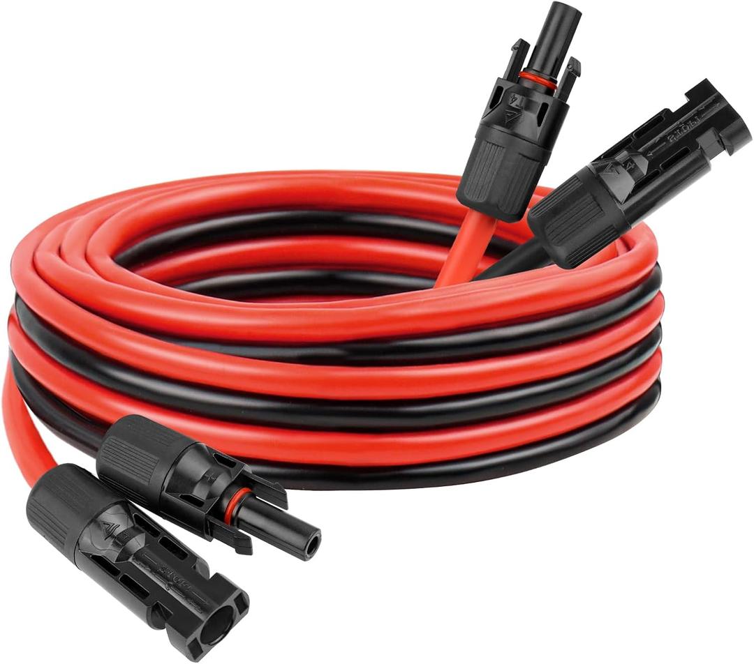10 AWG Solar Extension Cable 5FT, Flexible Solar Panel Wire with Male to Female Connector Parallel Tinned Copper Wire for Solar Panel, Automotive, RV, Boat, Outdoors