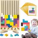 Wooden Stacking Puzzle Toy 3D Wooden Russian Puzzle for Kids, Montessori Wood Stacking Blocks Colored Family Brain Teaser Activity, Giant Block Board Toys for Toddlers 3-6 Years (Colorful)