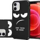for iPhone 12 Mini / 13 Mini Case, Cute [Don't Touch My Phone] Shockproof Dual Layer Protective Silicone Plastic Cover for Girls Women Boys Men Phone Case (iPhone 12 Mini/13 Mini 5.4-inch)