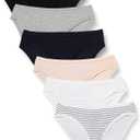 Amazon Essentials Women's Cotton Bikini Brief Underwear, Pack of 6, Multicolor/ Heather/ Stripe, Large