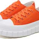yageyan Womens Platform Sneakers Canvas Shoes for Women White Low Top Classic Casual Tennis Shoes (Orange06)