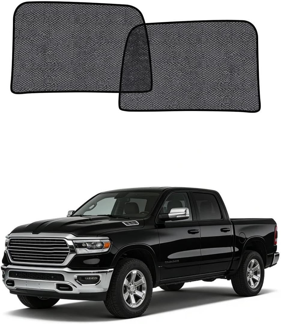 Car Window Shades for Dodge RAM 2500 3500(2010-2025), 2-Pack Rear Window Sun Shades for Baby  Breathable Mesh, UV & Heat Blocker, Privacy Protection for Camping, Travel, Sleep & Nursing