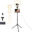 Aureday 14inch iPad Ring Light with Tripod Stand, 62inch Selfie Tripod Light Ring with Phone&Tablet Holder for Recording, 20W LED Circle Light with Wireless Remote for Tiktok, Makeup, Live Streaming