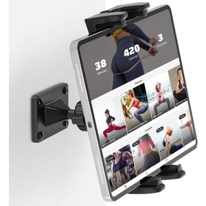 Tablet Wall Mount, 360 Rotation Tablet Holder Stand, Sturdy Metal Base, Kitchen Wall Mount Compatible with iPad/iPhone/All 4.7-12.9 Inch Devices
