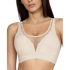 Womens Wireless Bra No Underwire Seamless Push Up Bra Comfort Full Coverage Padded Soft Vneck Everyday Bralette M