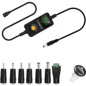 Universal USB C to DC Adapter, Barrel PD Trigger Cable, USB-C Female to DC 5V 9V 12V 15V 20V Adapter Cable with LED Display, for Netbook, Tablets, Led Light, Lamps, Routers