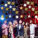 KatchOn, Happy New Year Hanging Swirls 2026 - Pack of 18, NO DIY | New Years Eve Party Supplies 2026 | NYE Decorations 2026 | Happy New Year 2026, NYE Party Favors | Happy New Years Decorations 2026 (Black and Gold With Silver Star)