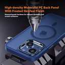 Designed for iPhone 15 Case, Compatible with Mag-Safe, Frosted Translucent Slim Case with Built-in Aluminum Alloy Lens Bracket, Military-Grade Drop Protection with Airbag Corners, Blue
