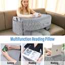 LEBENGURU Reading Pillow for Laptop, Extra Large Armrest Gaming Pillow for Working, Hight Adjustable Lap Desk Pillow for Adult Sitting in Bed, Floor, SofaStripe and Grey