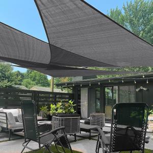 LOVE STORY 20' x 20' x 20' Triangle Sun Shade Sail Canopy UV Block for Outdoor Patio Garden Backyard, Dark Grey