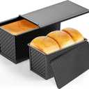 2 Pack Pullman Loaf Pan with Lid, 13x4 & 9x4 inch (2.2 lb & 1 lb Dough Capacity), Non-Stick Sandwich Bread Loaf Pan for Homemade Baking Bread