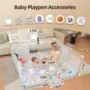 Playpen for Babies and Toddlers,73"x71"Baby Playpen with Mat IndoorOutdoor with Breathable Play Pen with Ocean Balls Hanging Pocket Basketball Hoop and Football Goal (Lighr Grey with Mat, 73"x71")