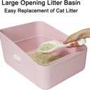 Sfozstra Open High-Sided Litter Box: Pink Medium Anti-Scatter Design - Self-Cleaning Sifting Tray - Low Tracking for Small Cats