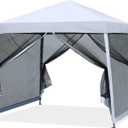 MASTERCANOPY 10x10 Slant Leg Gazebo Canopy with Netting White
