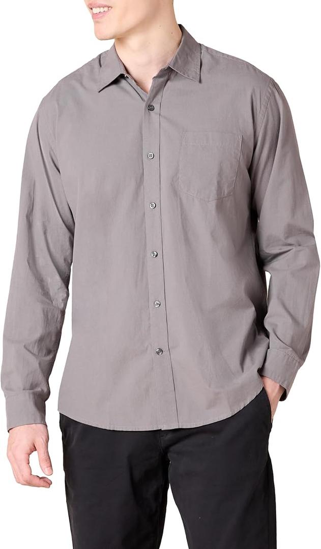 Amazon Essentials Mens Regular-Fit Long-Sleeve Casual Poplin Shirt L
