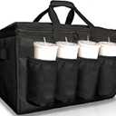 FRESHIE Insulated Food Delivery Bag with Cup Holders/Drink Carriers Premium, for Doordash, Uber Eats, Grubhub, Pizza Bag, Catering, Beverage, Commercial Quality (XL Pro) (1)
