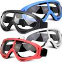 POKONBOY Protective Goggles/Safety Glasses/Motorcycle Eyewear Compatible with Nerf Guns for Kids Teens Game Battle Outdoor (Red+blue+black+white)