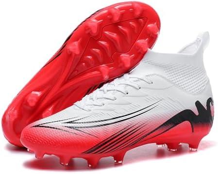 Up run Men's High Top Soccer Shoes FG Long Spikes Adult Football Shoes Lightweight Professional Athletic Training, Size 41